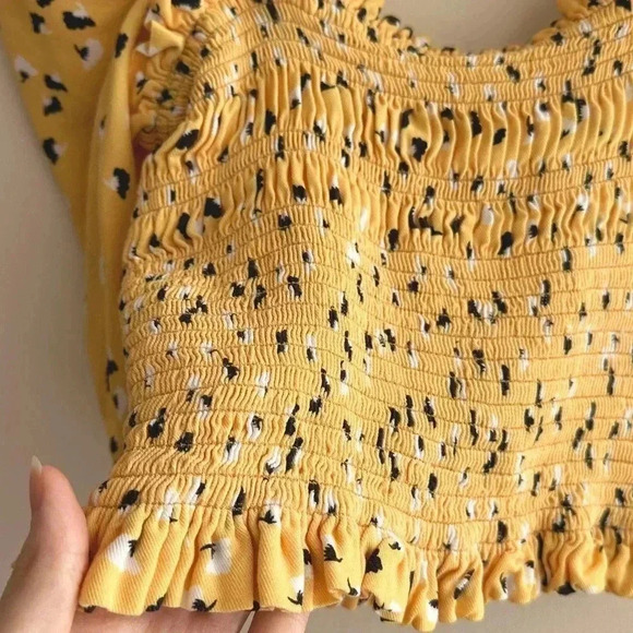 Amanda Uprichard Women's Yellow Monaco Smocked Floral Print Top, Size XS - Picture 15 of 16